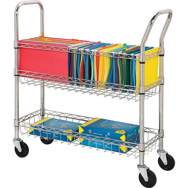 Lorell 84857 Wire Mail Cart, Ltr/Lgl, 34-1/4-Inch x12-1/2-Inch x40-Inch , Chrome