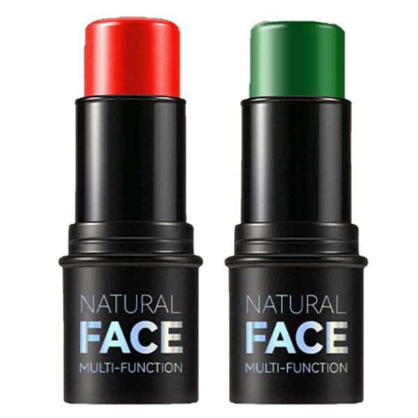 KARLOR Gesichtsfarbe Stick, 2 Pcs red green Face Paint Stick Body Paint Set Ölbasiert Körperfarbe Stift cremig Langhaltend Schminkstift Körper Gesichtsbemalung Halloween Fasching Party(rot&grün)