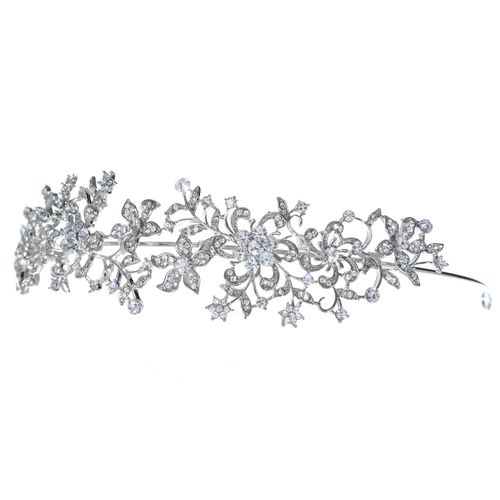 SAMKY Charming Flower Wreath Headband Style Crystal Bridal Tiara T1270