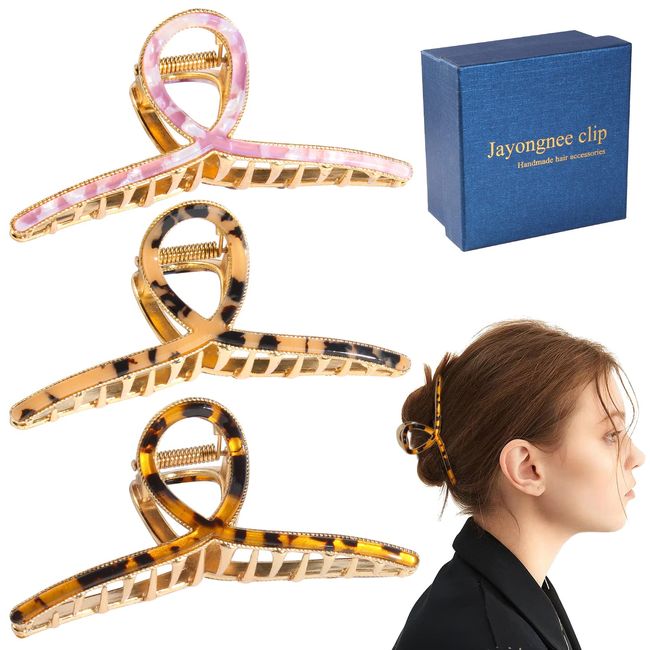 Jayongnee clip 3Pcs Hair Claw Clips for Women Thick Hair, Nonslip Claw Clip for Women Thin Hair (Alloy Multicolor5)