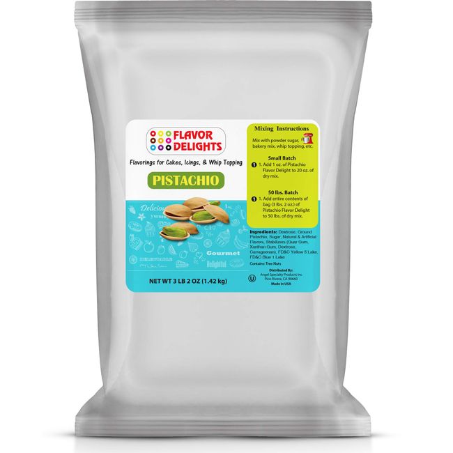 Flavor Delights by Angel Specialty Products: Flavored Powder Bakery Mix > Passion Fruit, Pistachio, Pumpkin Pie, Strawberry (Pistachio, 3.12 Pound Bag)