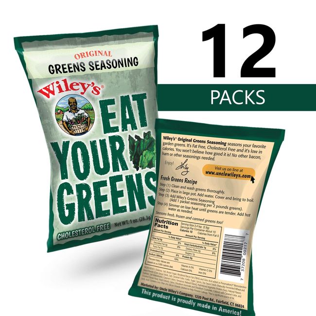 Wileys Original Greens Seasoning | Vegetable Seasonings | Wileys Eat Your  Greens | 1.0oz Packs | Pack of 4 | Fat and Cholesterol Free Seasoning 