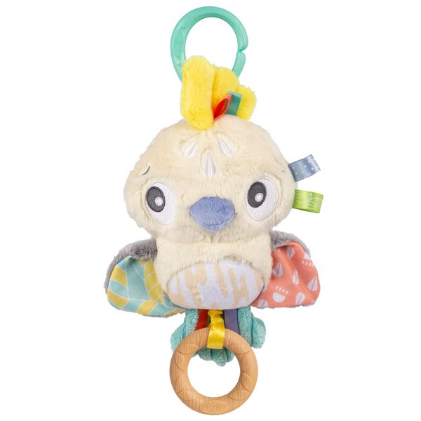 Playgro Fauna Friends Pull String Cockatoo - Interactive Musical Toy with Hanging Features for Car Seats & Cribs - Blend of Teething & Sensory Exploration - A Whimsical Addition to Your Baby Gym Toys