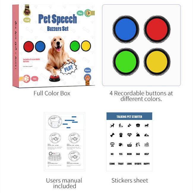 Recordable Dog Training Buttons Pet Talking Toys Pet Interac