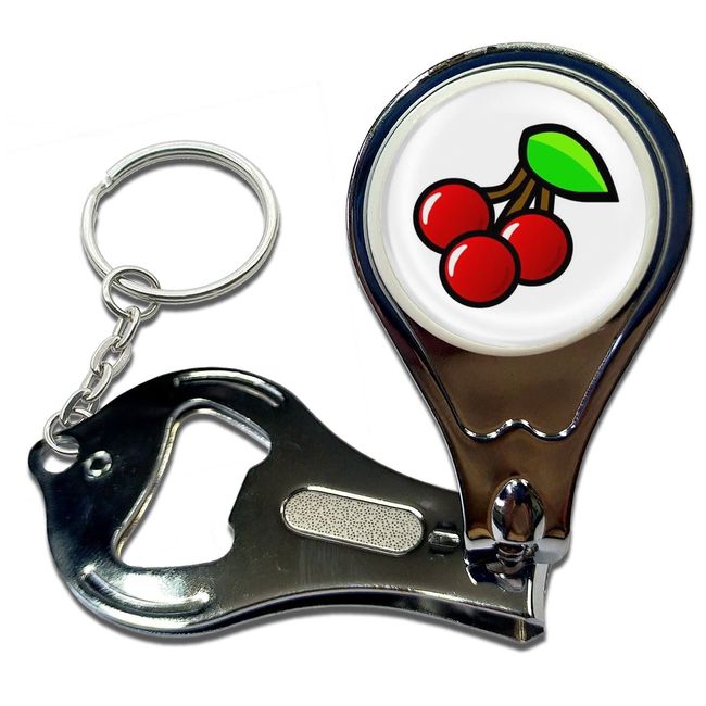 BadgeBeast.co.uk Fruit Machine Cherries - Key Ring Bottle Opener and Nail Clipper