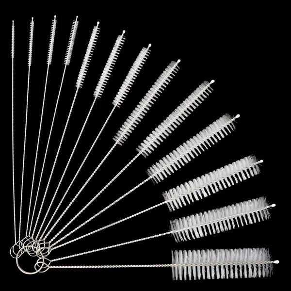 Redamancy Bottle Brush, 13 Pcs Bottle Brushes For Cleaning, Water Bottle Cleaning Brush, Straw Cleaner, Baby Bottle Brush, Bottle Cleaning Brushes, for Water Bottle Tube Kettle Spout Cleaning (White)