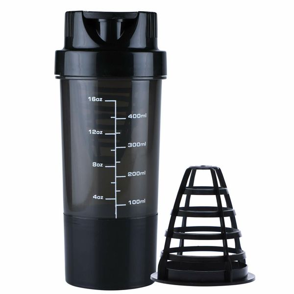 By Global International Shake Protein Shaker Sports Bottle 500 ml (Black).