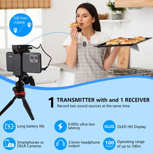 BOYA Wireless Lavalier Microphone System, BY-XM6-S1 Mini Ultra-Compact Wireless Lapel with LCD Screen for DSLR Camera Camcorder Smartphones Tablets Computer for Vlog YouTube Interview