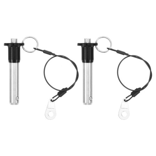 uxcell 2 Pcs Quick Release Pin, 1/2" x 1.6"(Dia. x L) Ball Locking Pin with Push Button 304 Stainless Steel Ring Handle Locking Pin with Wire for Audio Bimini Top Marine, Silver