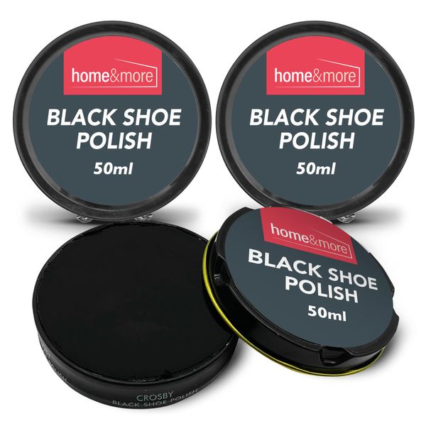 SOL 3pk Black Shoe Polish | 50ml Tins Black Boot Polish | Black Leather Shoe Polish with Beeswax & Carnauba Wax for lasting Shine & Care | Black Polish Shoes