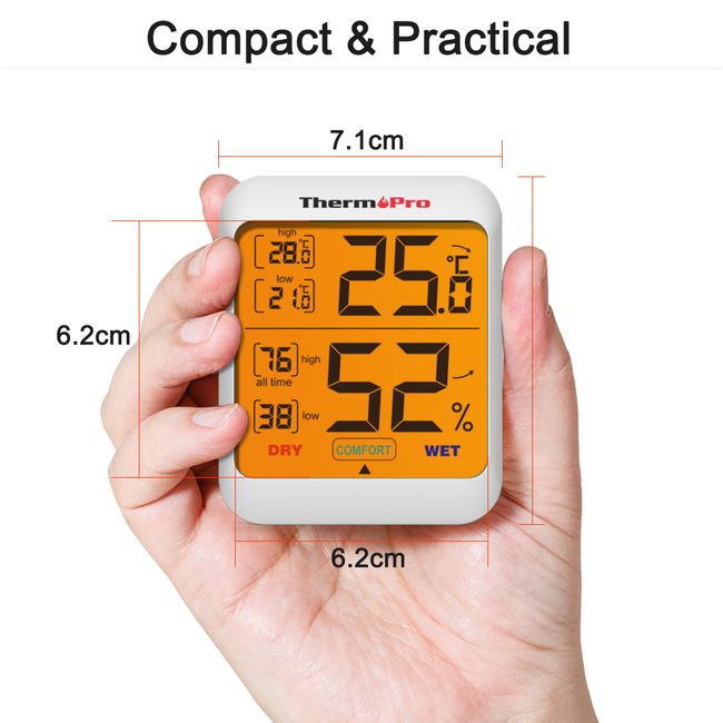 ThermoPro TP53 Digital Thermometer Hygrometer Backlight Indoor Room  Thermometer Temperature and Humidity Monitor Weather Station