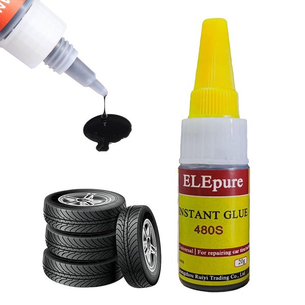 Black Tire Repair Glue Rubber Strong Adhesive Bonding for Sidewall Puncture Instant Super Glue for Off-Road Car Motorcycle Truck Tractor, 20g 0.7oz