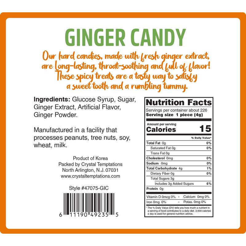 Ginger Hard Candy, Individually Wrapped Pieces, The Sweet and Spicy ...
