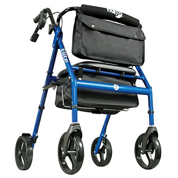 Hugo Elite 700-959E Foldable Rollator Walker with Seat, Blue