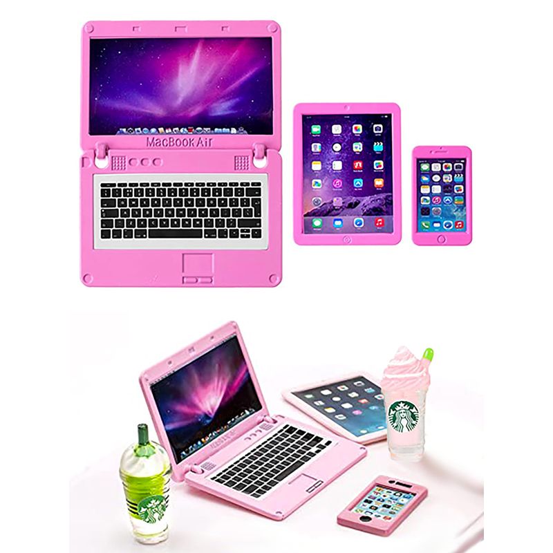 Laptop, Tablet, and Smartphone Pink Color for 18in Dolls. Made by American Fashion World ...