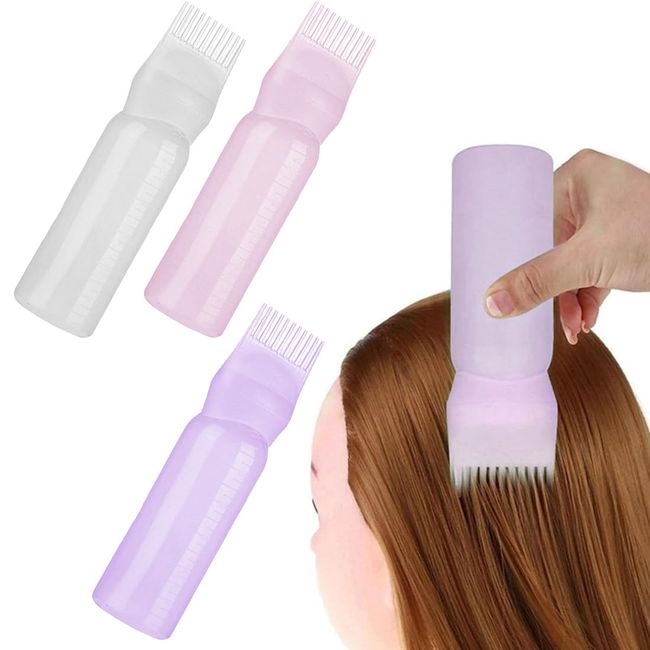 DDKY 6 Stück 150ML Hair Oil applicator Bottle,Scalp Oil applicator,Haarfärbebürste Flasche Haarfärbemittel Flasche Bürste Färben Shampoo Flasche Ölkamm Haarwerkzeuge Applikator Pinsel Flaschen