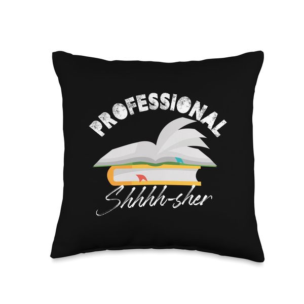 Professional Shhhh-Sher Bookworm Library Assistant Throw Pillow