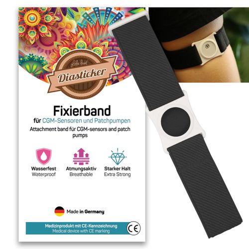 Diasticker® Freestyle Libre 3 – Fixation Strap | Flexible – Waterproof – Strong Hold | Sensor Protection, Fixation for Freestyle Libre Sensor | Holder: White (Medium: 25-35 cm, Black)