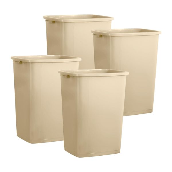 Superio Large Kitchen Trash Can 13 Gallon, 52 Qt Waste Bin (4, Beige)