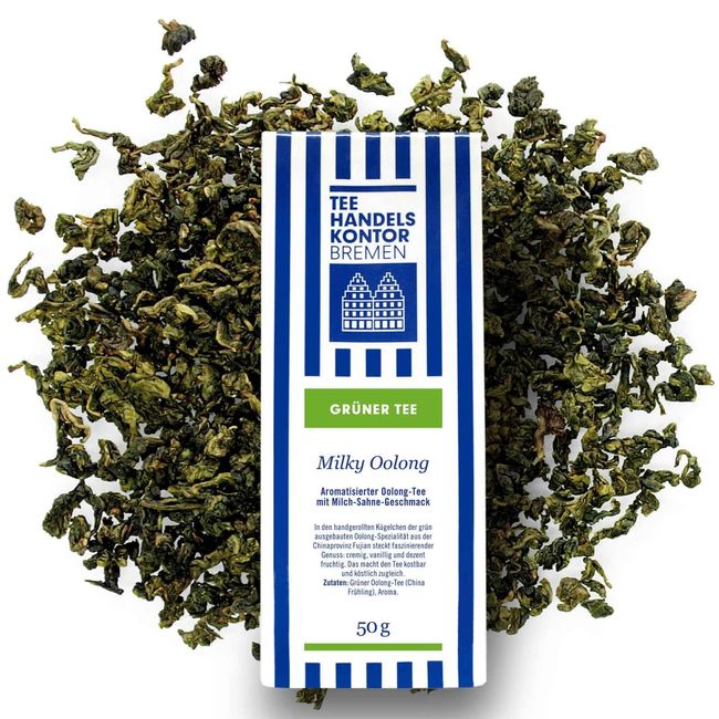 Hochwertiger Milky Oolong Tee mit Milch-Sahne-Geschmack | Milky Oolong | Aromatisierter Oolong-Tee lose | 50 g loser Tee | Tee in Spitzenqualität | TEE HANDELSKONTOR BREMEN