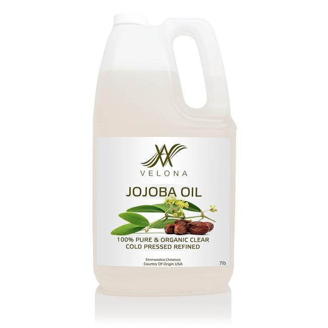 Jojoba Oil by Velona - 7 lb | 100% Pure and Natural Carrier Oil | Clear, Refined, Cold Pressed | Moisturizing Face, Hair, Body and Skin Care | Use Today - Enjoy Results