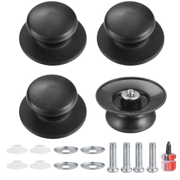 4 Pcs Pot Lid Knob, Universal Replacement Pan Lid Cover Knobs, Kitchen Cookware Knob Handle, Bakelite Circular Handgrip Knobs