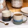 Darthome Set of 2 Stacking Mugs 300ml Reactive Glaze Stripes Multi Stack Coffee Tea Cups