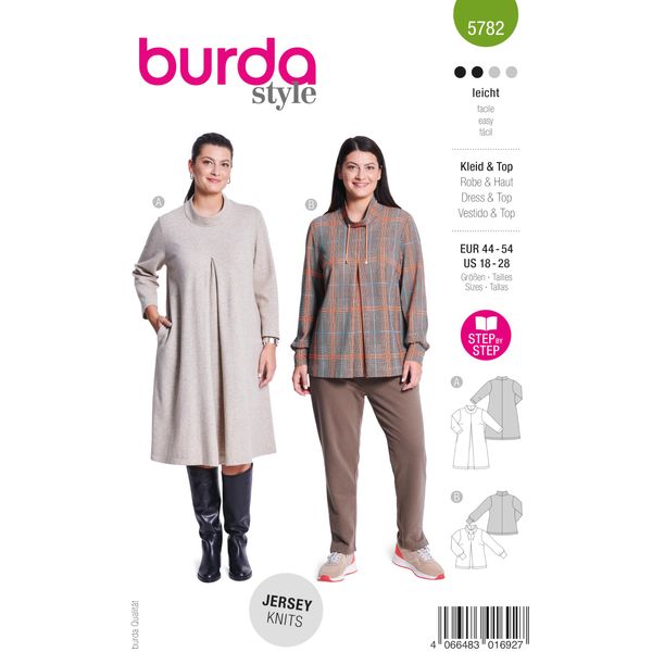 burda style Schnittmuster Damen A-Linien Kleid und Pullover Gr. 44-54