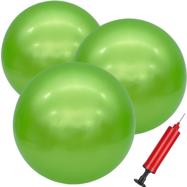 GCQJOQ 3 Pcs 9 Inch Inflatable Bouncy Balls with Hand Air Pump for Indoor Outdoor Play Balls (Green)