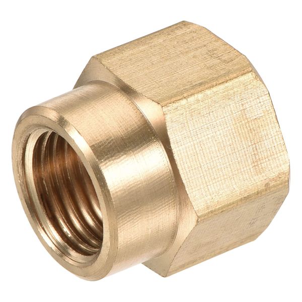 uxcell Reducer Pipe Fitting Brass G3/8xG1/4 Female Thread Hex Coupling Connector Adapter Gold