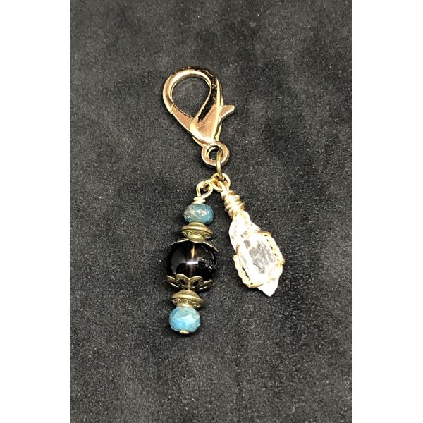 Crystal Chrysocolla & Smokey Topaz Pet Charm, Collar Charm, Crystal Pet Charm,