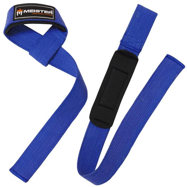 Meister Neoprene-Padded No-Slip Weight Lifting Straps for Grip (Pair) - Blue