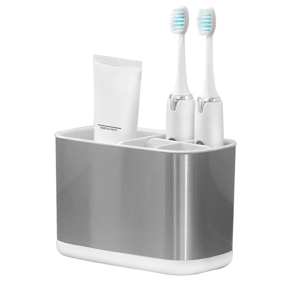 Colist Toothbrush Holder Stainless steel Electric Toothbrush Holder Detachable Easy Clean Bathroom Toothbrush Stand Organizer for Bathroom Countertop storage tidy（Small）