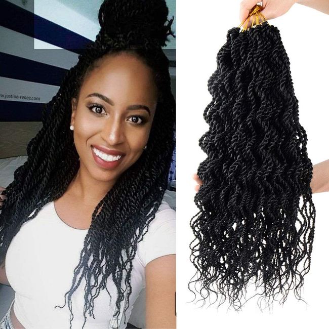 8 Packs Wavy senegalese twist crochet hair for black women 18 inch crochet braid senegalese twists Synthetic Braiding Hair Extension