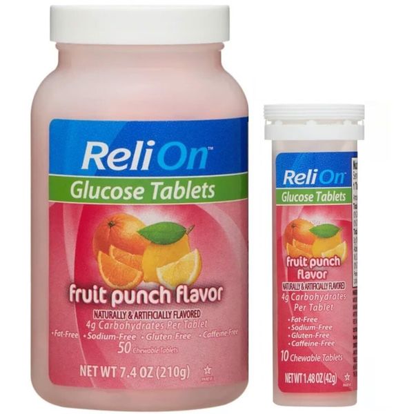 ReliOn Glucose Tablets 50 Count Fruit Punch Nutritional Supplement Pack
