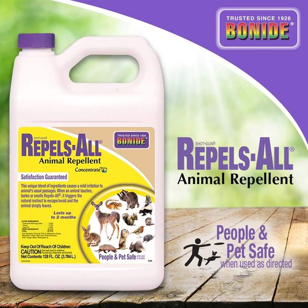 Bonide Repels-All Animal Repellent, 64 oz Concentrate for Outdoor Pest Control, Deter Deer from Garden