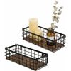 Wall Mounted or Tabletop Rustic Black Metal Wire and Small Storage Baskets