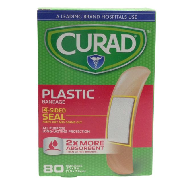 CURAD OUCHLESS ALL PUPOSE PLASTIC STERILE BANDAGES - 80CT