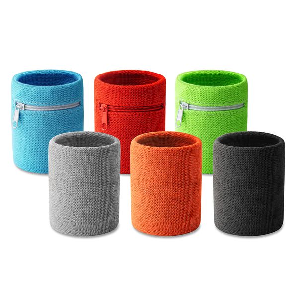 6pcs Pocket Wrist Wallet with Zippered Sport Wrist Pouch for Running, Fishing, Hiking, Fitness