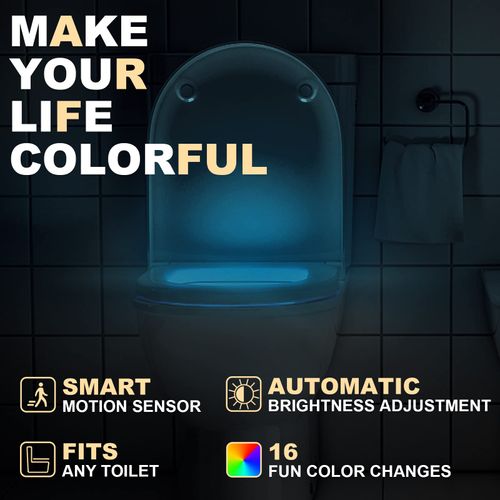 MIEFL Toilet Light Motion Sensor 16 Colors Changing (2 Pack),LED Glow Bowl Inside Toilet Light, Smart Night Light for Bathroom, Cool & Funny Ideal Gifts for Dad Teen Boys Girls Men Women