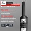KIRXST Impact Triple Square Spline Bit Socket, 1/2" Drive M10 Spline Bit Socket, CR-MO Steel
