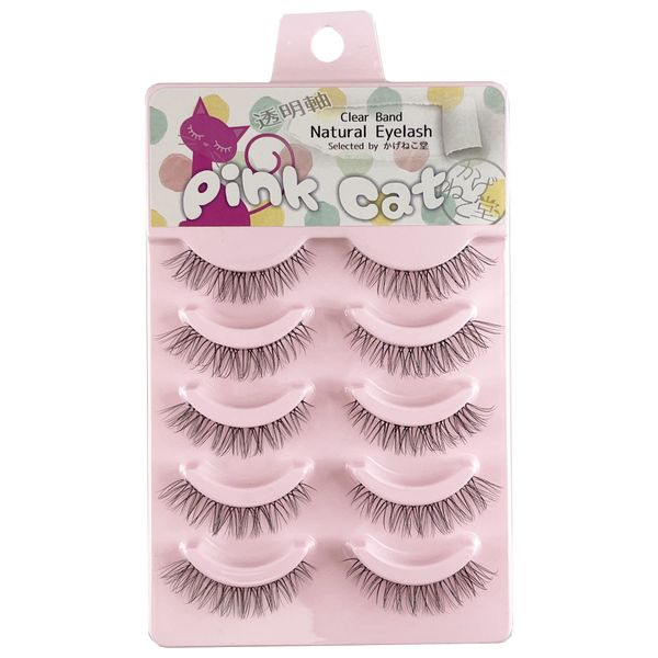 Kagenekodo Transparent Shaft False Eyelashes (Transparent Shaft, 5 Pairs, 0.2 - 0.5 inches (5 - 12 mm), Long Curl Wing n-FXAH1)