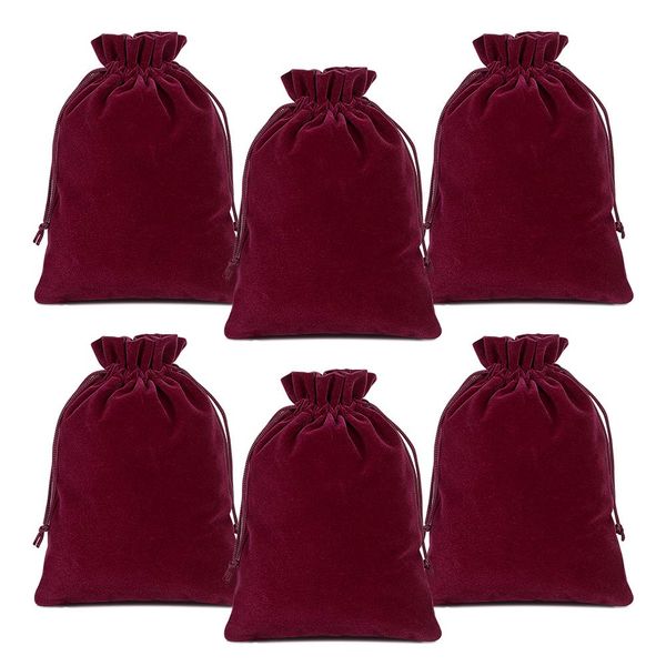 Lucky Monet 25/50/100PCS Velvet Drawstring Bags Jewelry Pouches for Christmas Birthday Party Wedding Favors Gift Candy Headphones Art and DIY Craft (25Pcs, Wine Red, 5” x 7”)