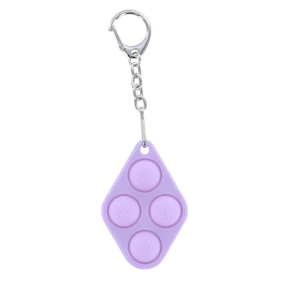 Pop Fidget Toy Purple 4-Button Silicone Keychain Accessory