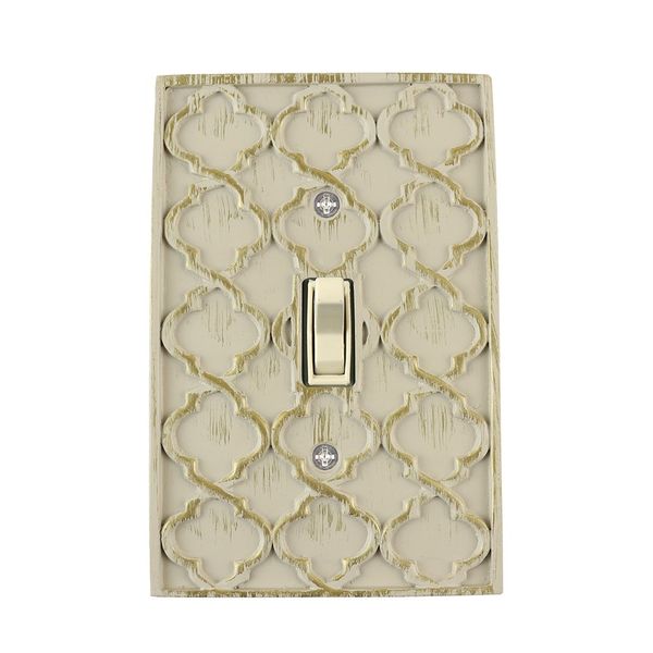 Meriville Moroccan 1 Toggle Wallplate, Single Switch Electrical Cover Plate, Ivory