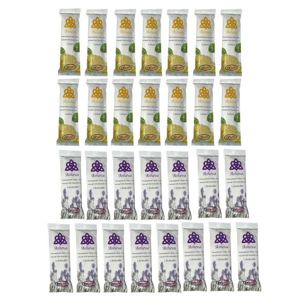 Asheva - 8" x 9" Individually Wrapped Moist Cotton Hot/Cold Refreshment Towel (Variety (Lemon/Lavender), 25 Pack)