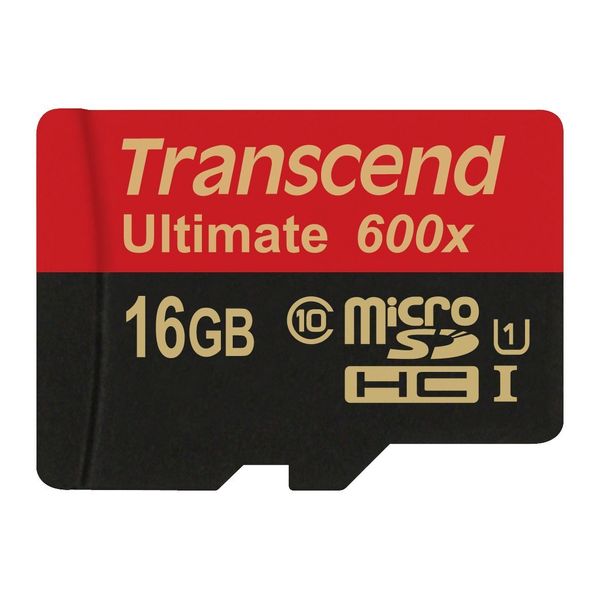 Transcend 16GB Ultimate microSDHC Class 10 UHS-I Memory Card with Adapter