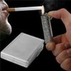 Cigarette Case with Built in Lighter Genghis Khan S1 Smoking King Size Cigarettes Silver Metal Wallet 4" X 2.75" RFID Protection