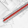 12" Architectural Scale Ruler Aluminum Architect Scale Triangular Scale Ruler for Architects, Draftsman, Students and Engineers, Color-Coded (1 Pack)