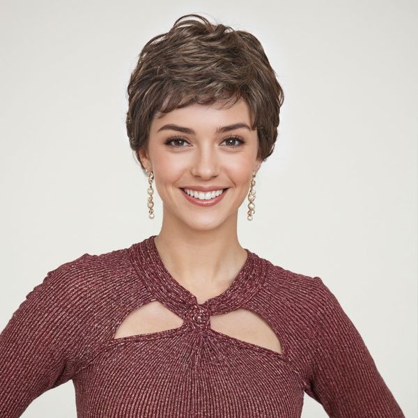 Short Pixie Cut Wig Lace Front Wigs for Women Short Straight Hair Wig Monofilament Hand-tied Mono Top with Rich Feathery Layers Natural Smooth Wigs (Dark Brown 8Inch)